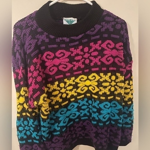 Vintage Justin Allen textured rainbow geometric sweater - fits S/M‎